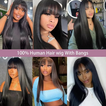 Varlea Short Bob Human Hair Wigs Full Straight