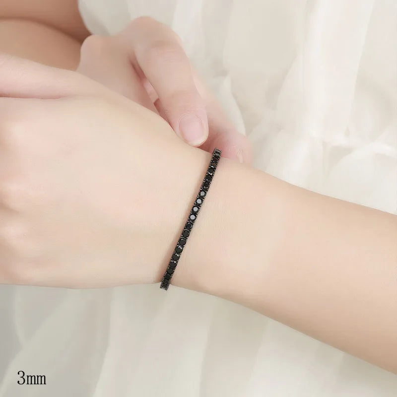 Black Moissanite Tennis Bracelet Full Diamond Sterling