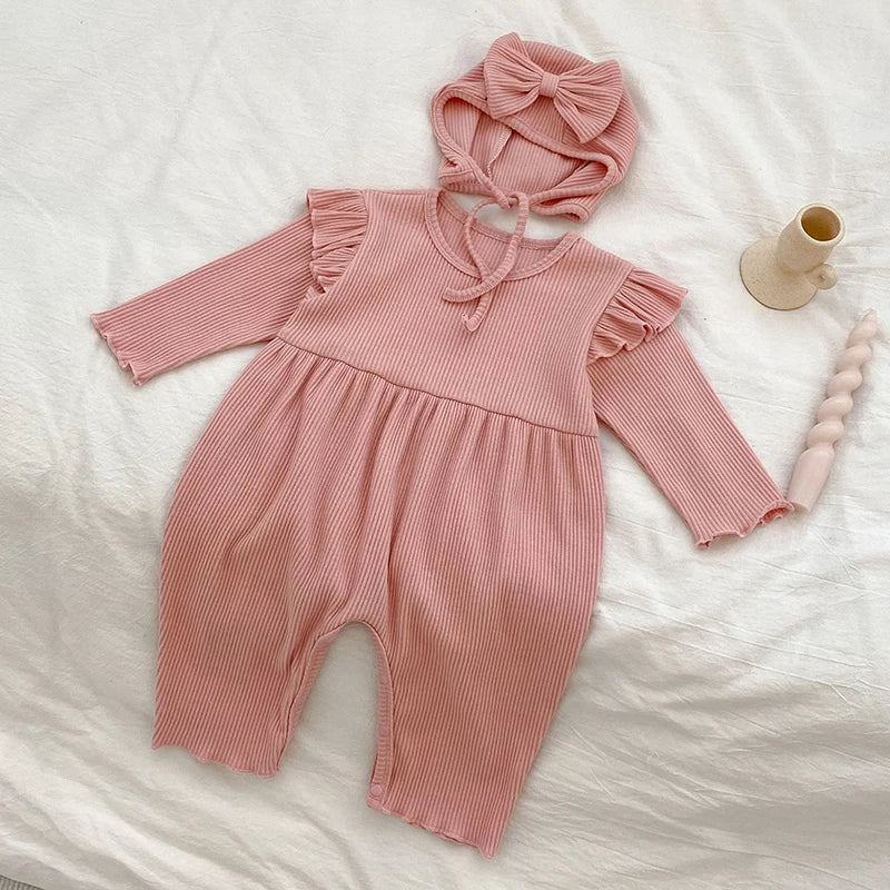 Baby Girls Long Sleeve Flower Embroidery Jumpsuit