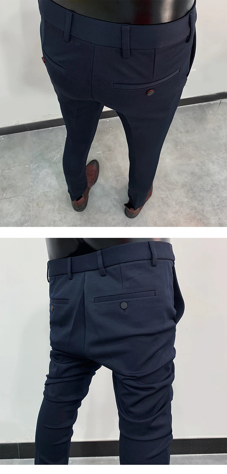 Men Stretch Slim Formal Casual Pants Fashion