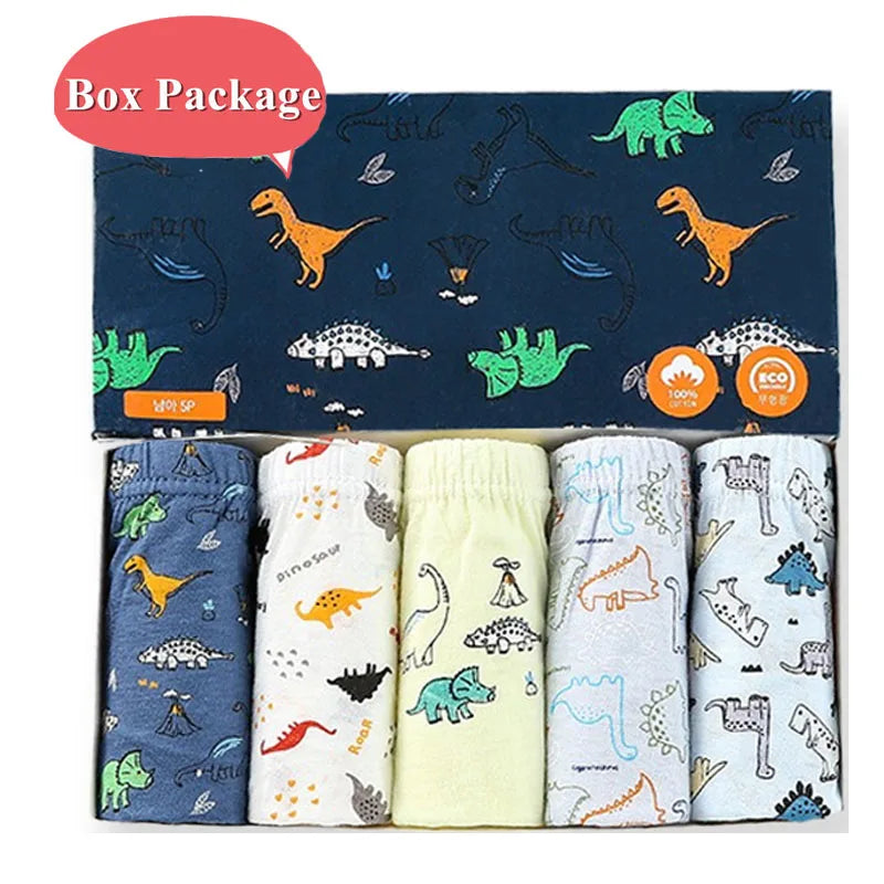 5-Pack Boys Cotton Underwear Toddler Dinosaur Briefs