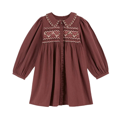Girls Cute Embroidery Long Sleeve Princess dDesses