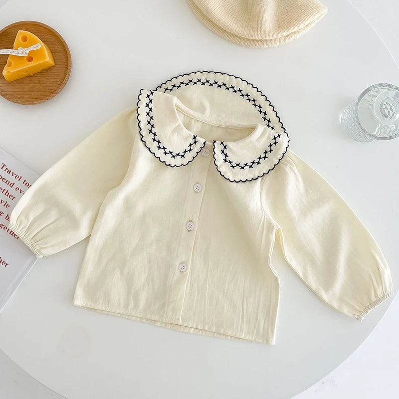 Baby Girls Long Sleeve Flower Embroidery Jumpsuit