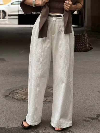 White Pants For Women Cotton Formal High Waist