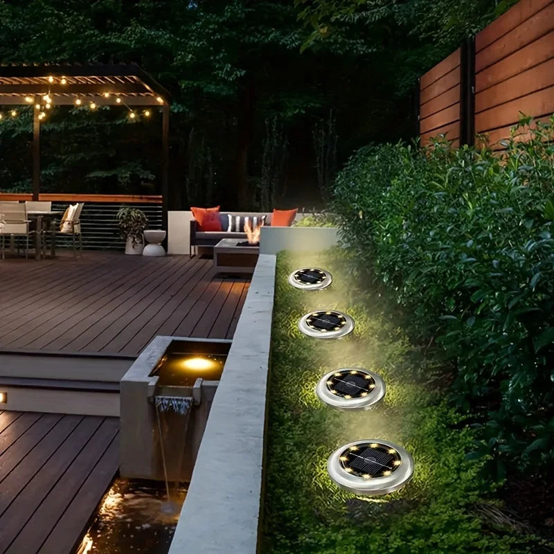 8 Pcs Solar Power Garden Deck Light Spotlight