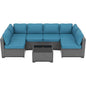 7-Piece Rattan Wicker Sectional Modular Sofa Set