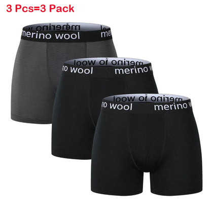 Mens Merino Wool Boxer Brief Breathable Fitness