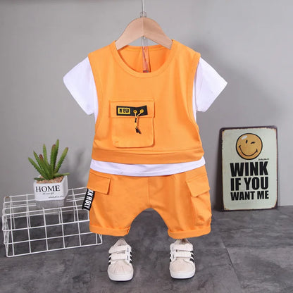 2 Pcs Baby Boys/Girls ClothesbShort Sleeve Cotton
