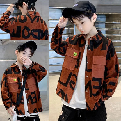 Boys Corduroy Long Sleeve Shirt Lightweight