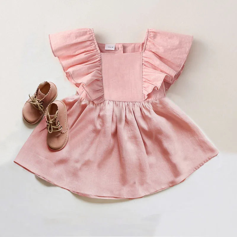 Baby Girls Linen Cotton Princess Dress