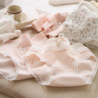 6 Pcs Young Girl Middle Waist Briefs Underwear Teenage