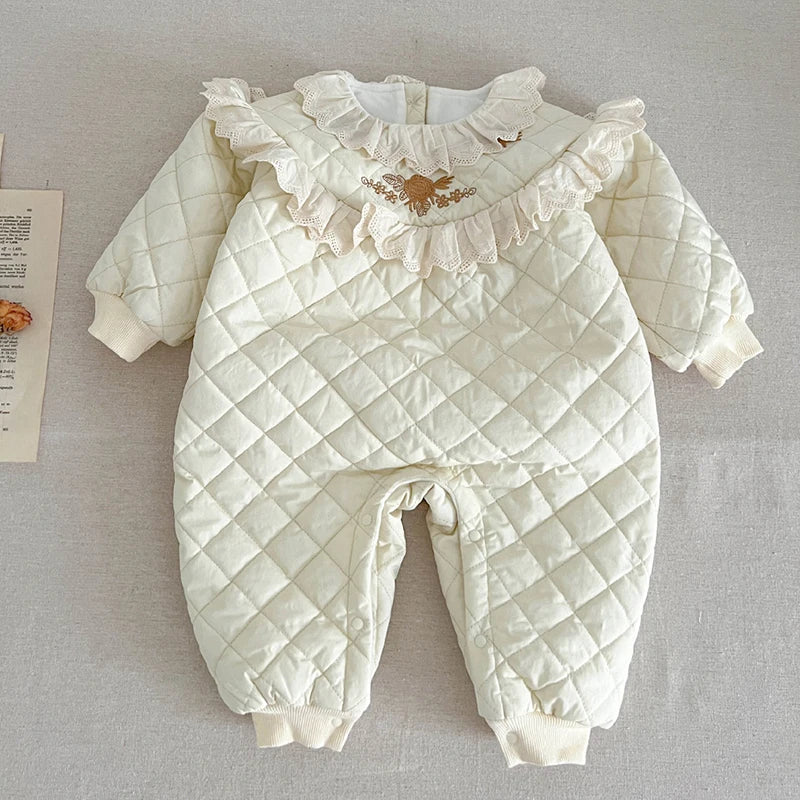 Infant Baby Girls Long Sleeve Cotton Jumpsuit