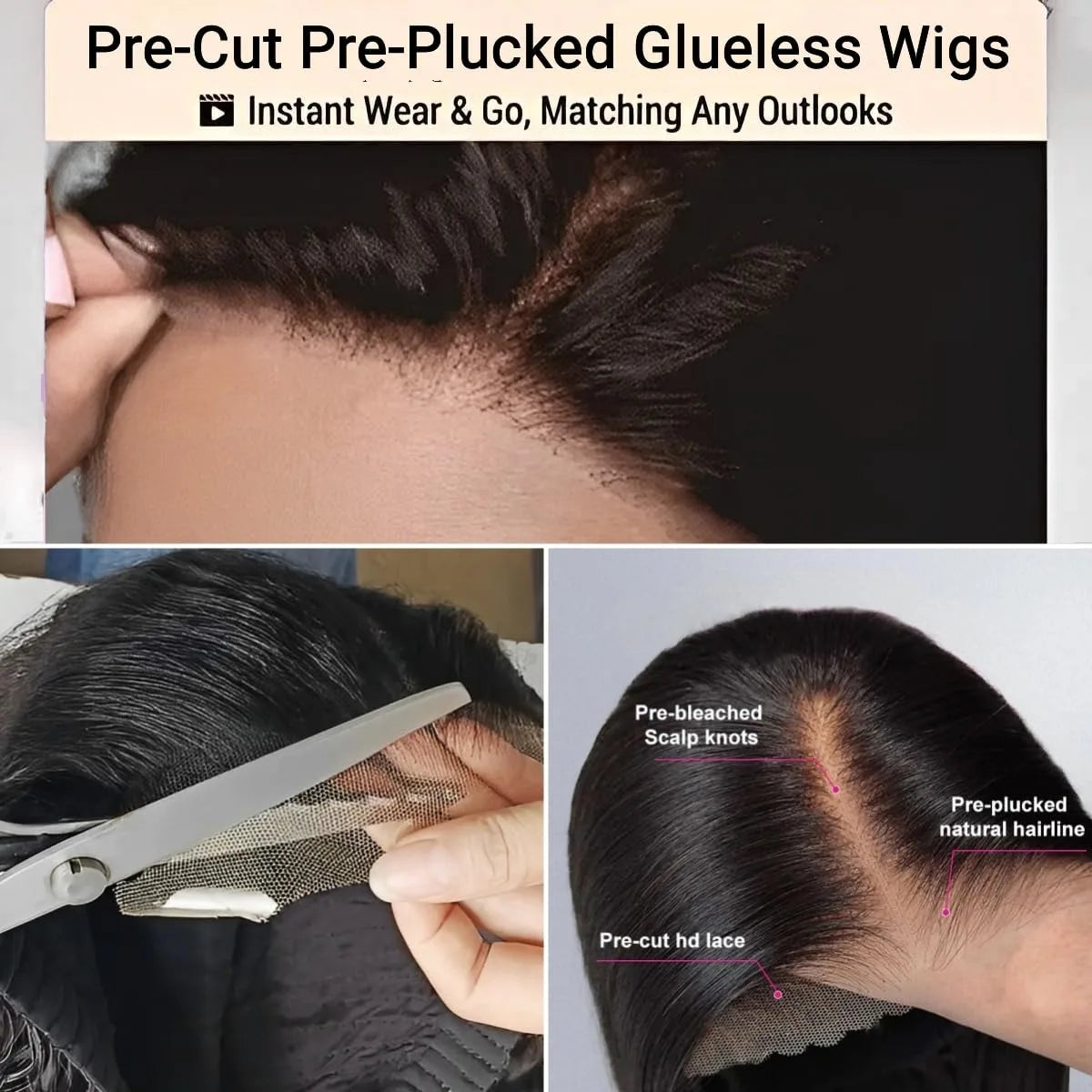 Lace Closure Wigs Human Hair Wear & Go Glueless
