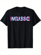 Music Glitch Optical Illusion Graphic Tee Men