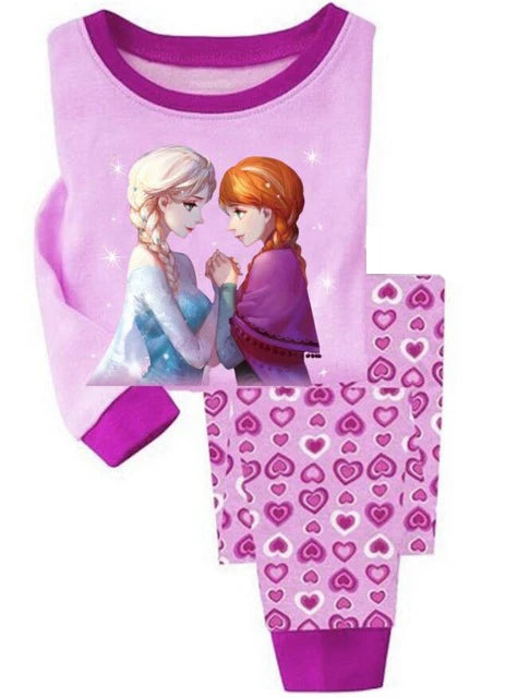 Princess Anna Elsa Cartoon Long Sleeve Pajamas