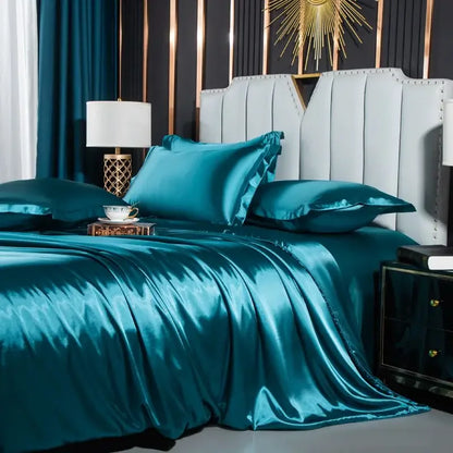 Silk Duvet Cover Bed Sheet Pillowcase Luxury