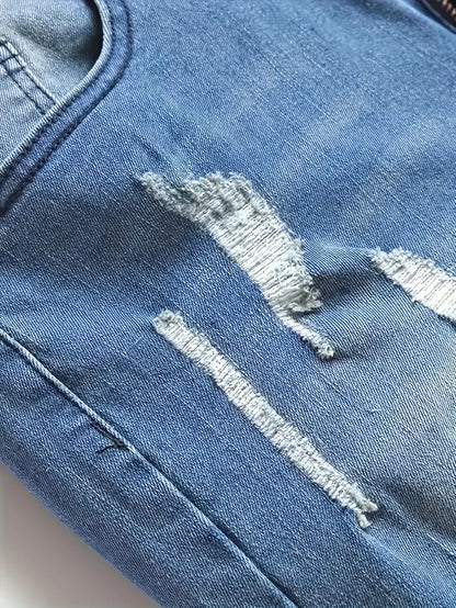 Men'S Slim Fit Distressed Jeans - Stretch Denim