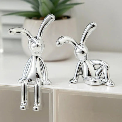 Adorable Long Ear Bunny Figurines Models