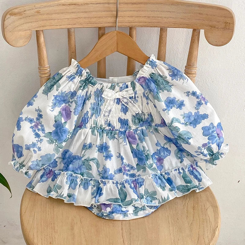 Baby Girls Long Sleeve Flower Embroidery Jumpsuit