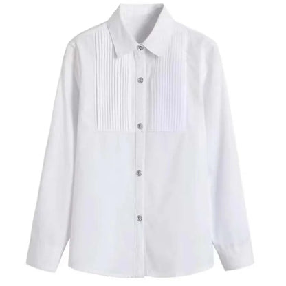 Boys Shirts White Long Sleeve Turn-down Collar