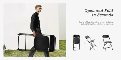 Plastic Folding Chairs, Lightweight Portable Indoor/Outdoor