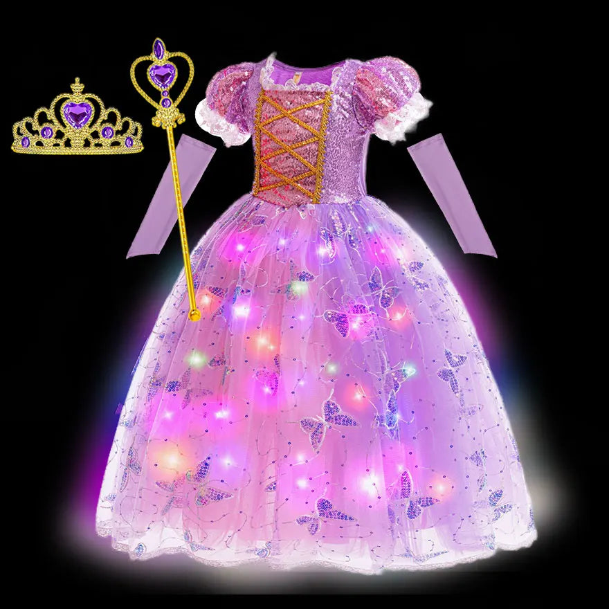 Disney Glowing Rapunzel Costume Girl LED Princess Gown