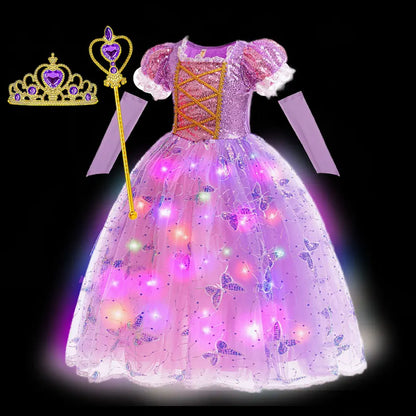 Disney Glowing Rapunzel Costume Girl LED Princess Gown