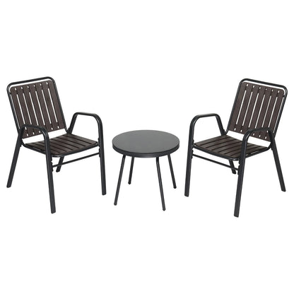3-Piece Patio Bistro Table, with 2 Stackable Chairs