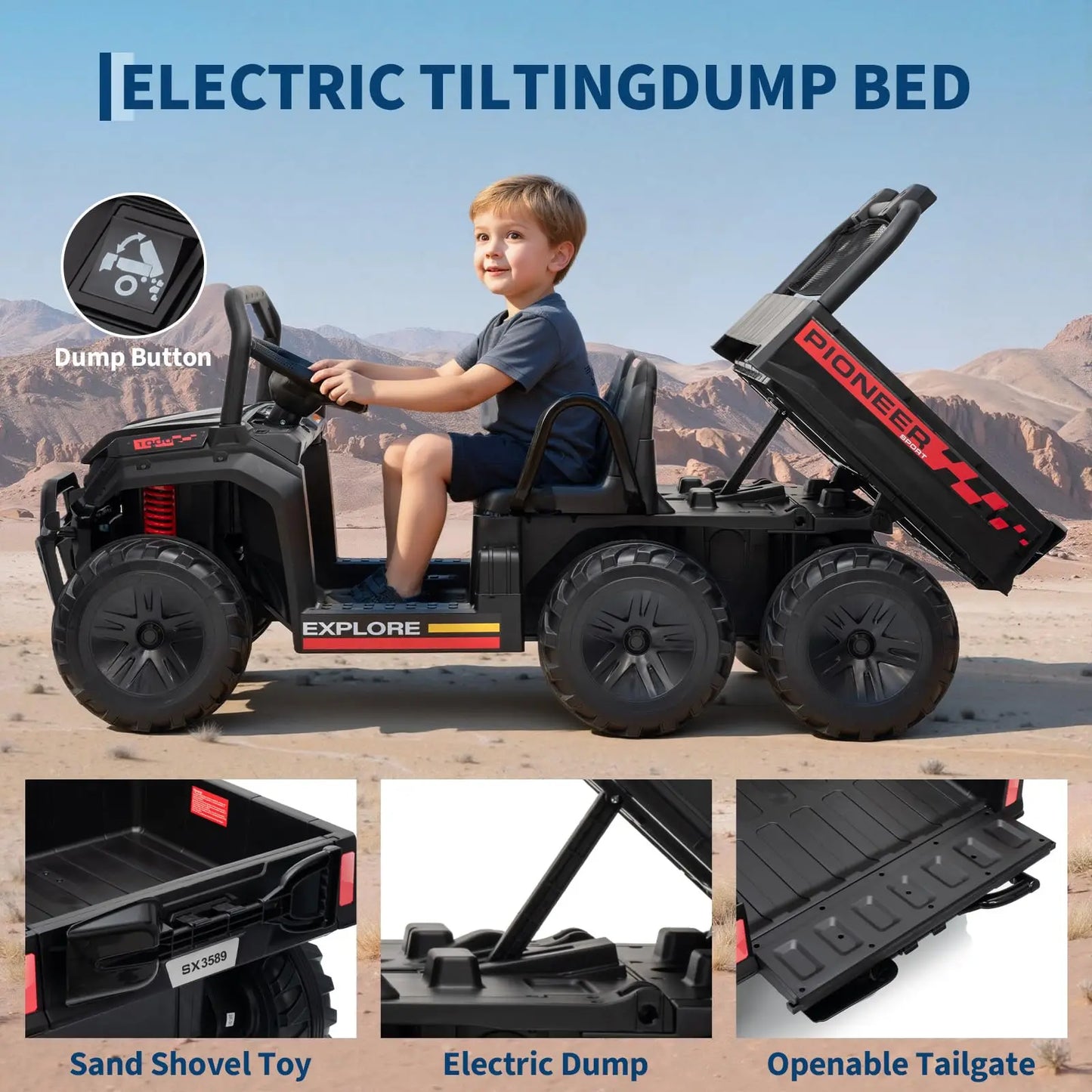 24V 4WD Electric Ride-on Dump Truck For Kids
