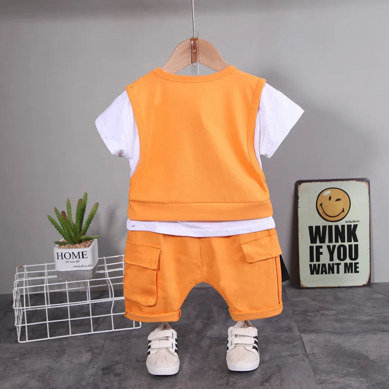 2 Pcs Baby Boys/Girls ClothesbShort Sleeve Cotton