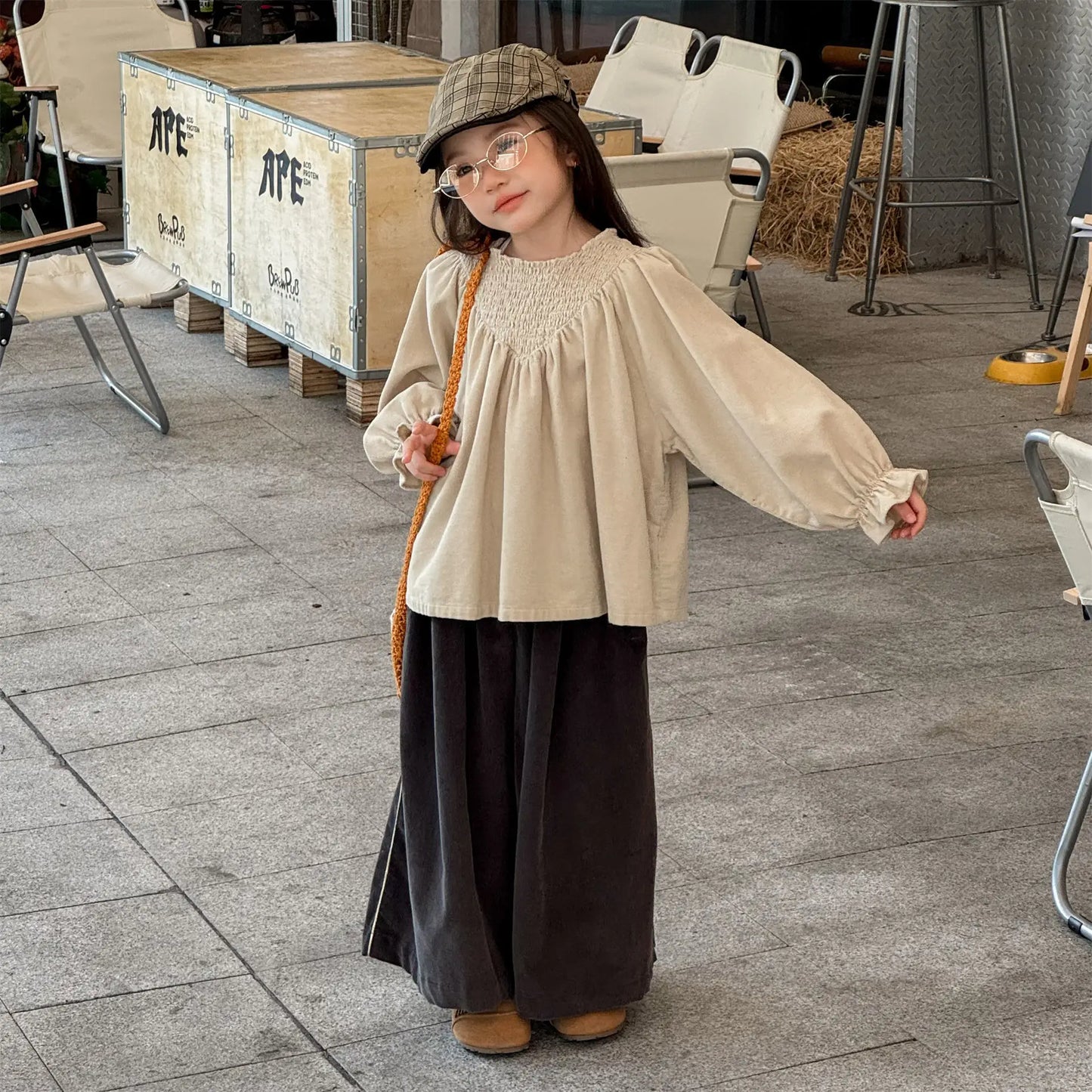 Bat Sleeve Baby Girl's Corduroy Shirt