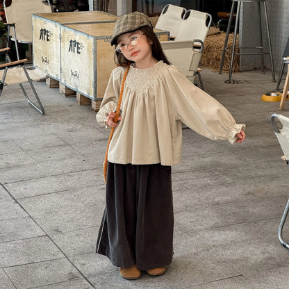 Bat Sleeve Baby Girl's Corduroy Shirt