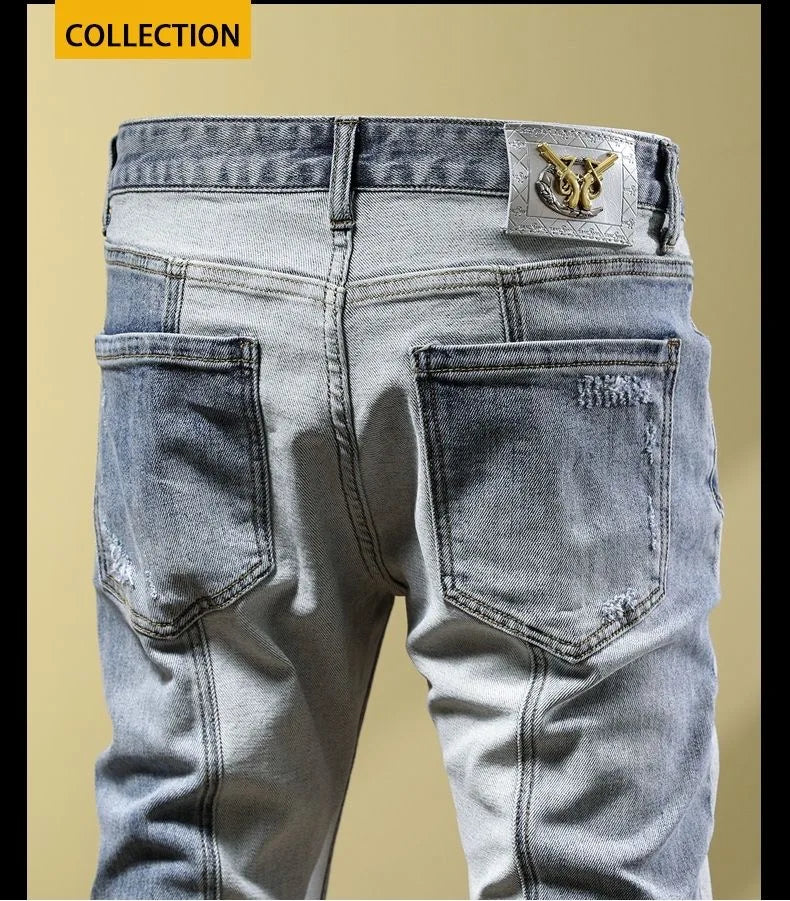 Ripped Stretch Jeans Men's Casual Slim Comfortable