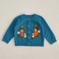 Girls Solid Color Knitted Cardigan Long Sleeves