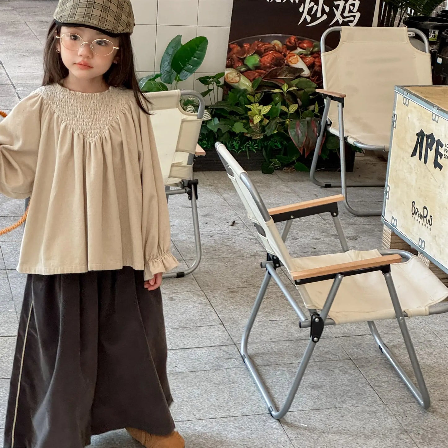 Bat Sleeve Baby Girl's Corduroy Shirt