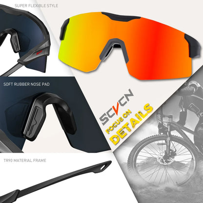 SCVCN Polarized Sports Sunglasses Cycling Glasses Riding