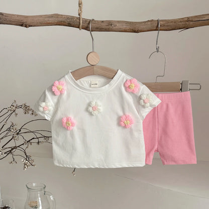 2 Pcs. Cool Breathable Knit Round Neck T-Shirt + Shorts