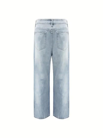 Men'S Vintage Washed Blue Loose Fit Jeans