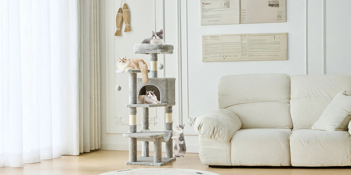 Tall Multi-Cat Climbing Tower for Pet Furniture