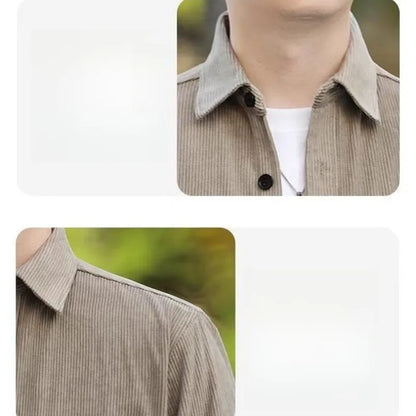 Men's Corduroy Textured Fleece Lining Thermal Coat