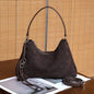 Suede Genuine Leather Crescent Shoulder Bags For Women