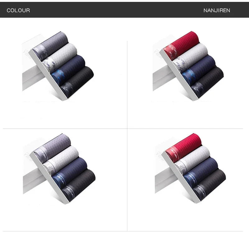 4pcs Men's Boxer Silk Plus Size Breathable Briefs