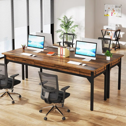 Double Long Desk with 2 Drawers, Office Table