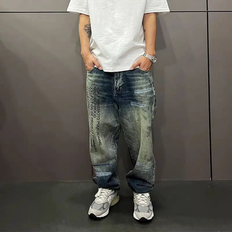 Loose Personality Trendy Washed Pants Men'