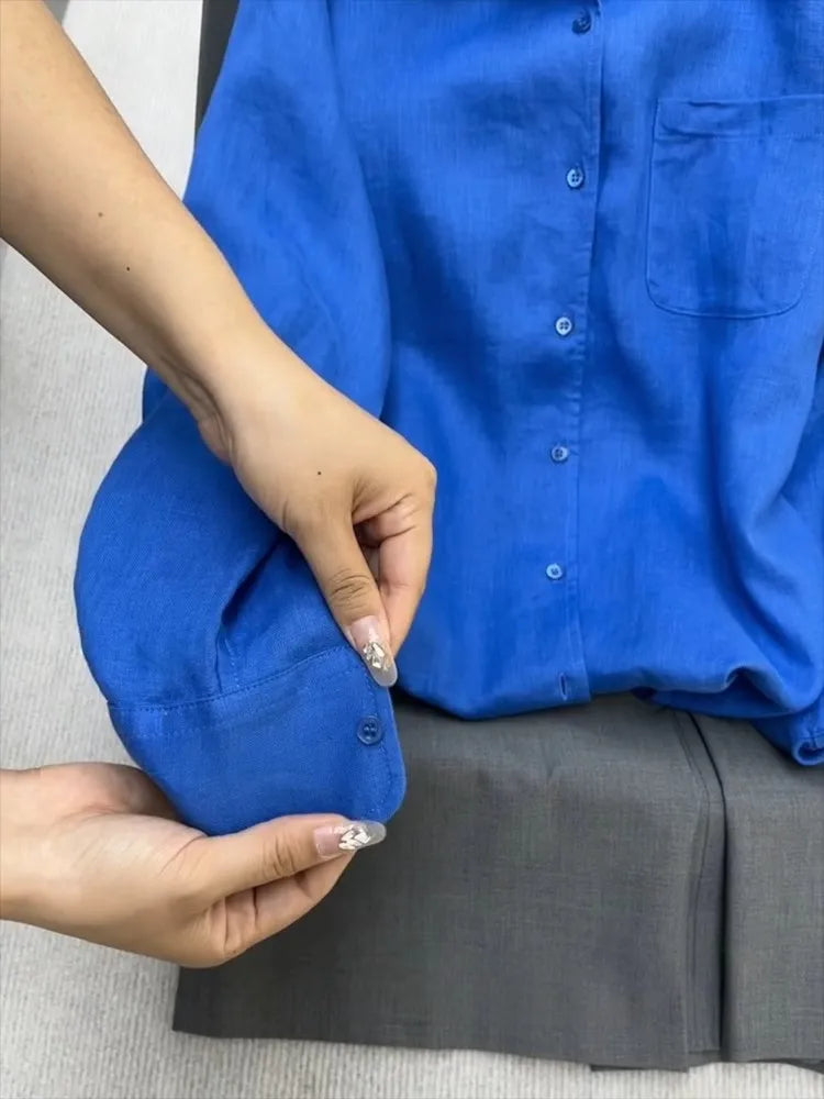 Casual Turndown Collar Single Breasted Tops