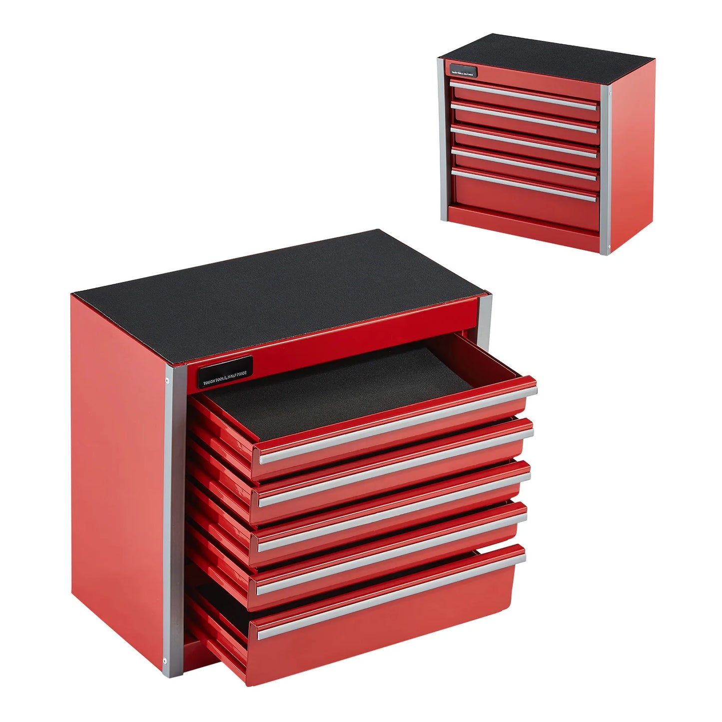 5-Drawer Metal Tool Box Red/Black Portable Tools Storage