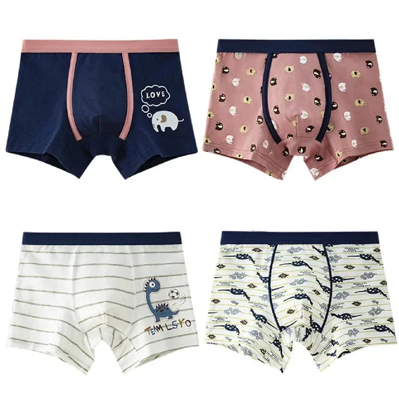 4Pcs Boys Boxer Striped Underwear