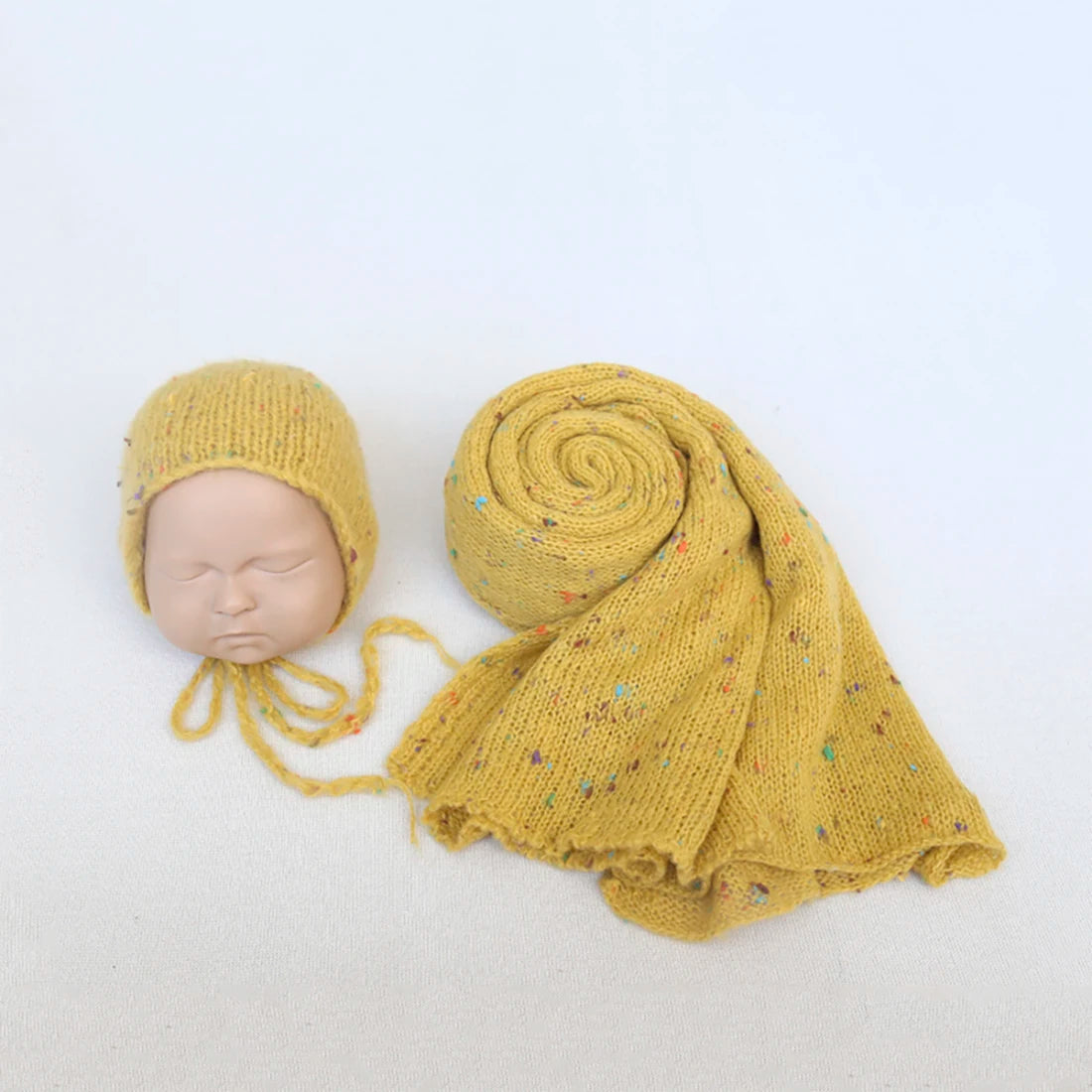 Vintage Knit Stretch Fuzzy Wrap And Bunny Hat