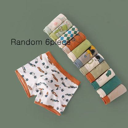6 Pcs High Quality Boys Boxer Cartoon Underwear