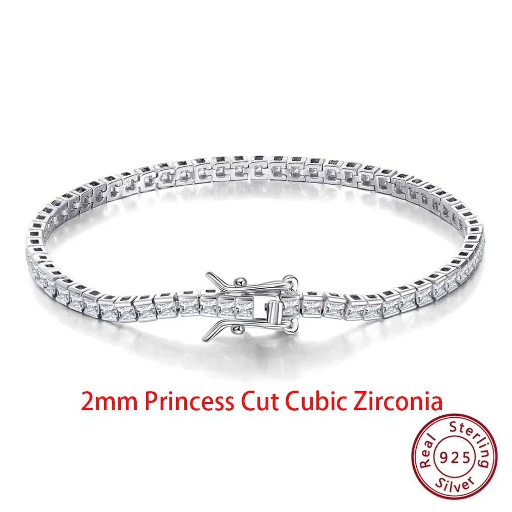 Shiny Tennis Bracelet Sterling Silver Cubic Zirconia